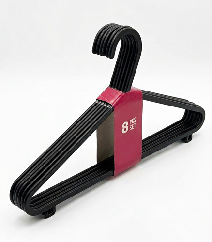 Black plastic coat hangers - black,