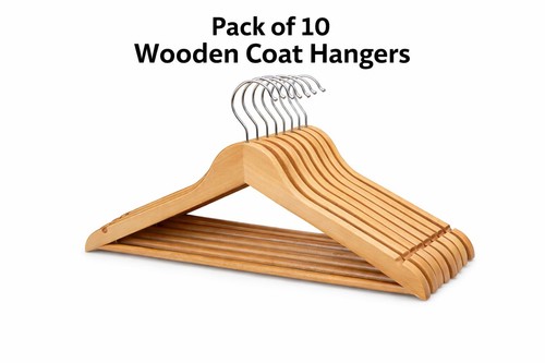 Wooden coat hangers pack 10 - of,