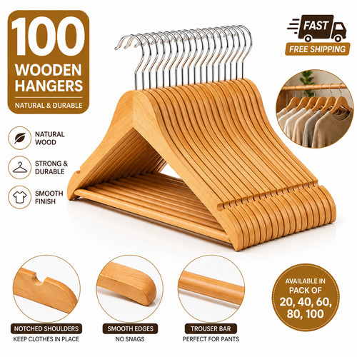 100 wooden coat hangers suit - hangers,