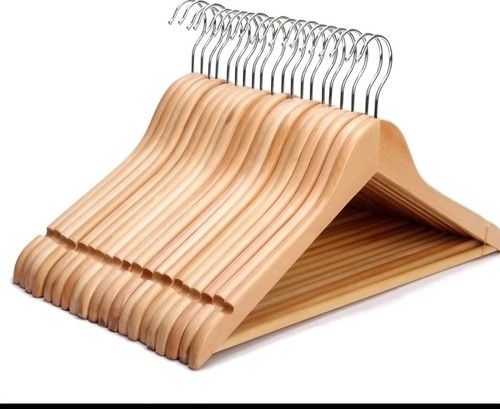 20x natural wooden hangers - wooden,