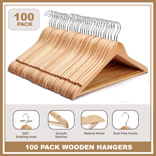 100 wooden coat hangers - 100,