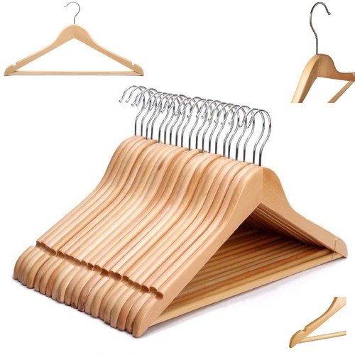 Natural wooden coat hangers - natural,