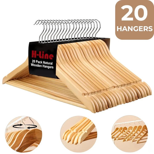 Wooden coat hangers - 20,