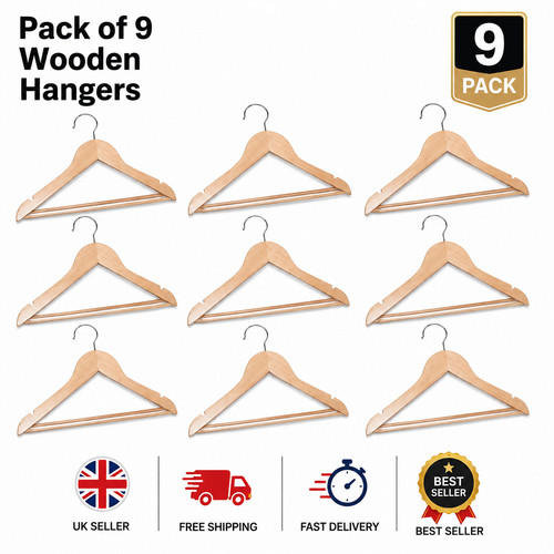 Prime wooden clothes hangers - wooden, 9